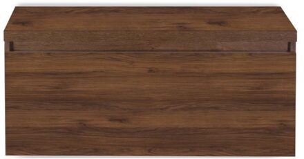 Frozen Badmeubelset 100 cm - Greeplijst in Kleur - Inclusief Wastafelbovenblad Walnoot