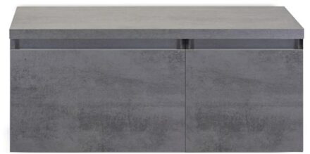 Frozen Badmeubelset 100 cm - Greeplijst in Kleur - Wastafel Onderkast met Bovenblad Beton Antrac