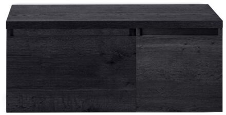 Frozen Badmeubelset 100 cm - Greeplijst in Kleur - Wastafel Onderkast met Bovenblad Black Oak