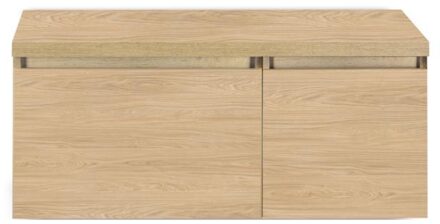 Frozen Badmeubelset 100 cm - Greeplijst in Kleur - Wastafel Onderkast met Bovenblad Casella Oak