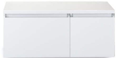 Frozen Badmeubelset 100 cm - Greeplijst in Kleur - Wastafel Onderkast met Bovenblad Wit Hoogglans