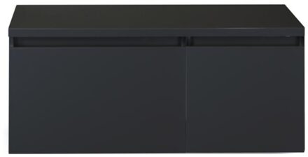 Frozen Badmeubelset 100 cm - Greeplijst in Kleur - Wastafel Onderkast met Bovenblad Zwart Mat