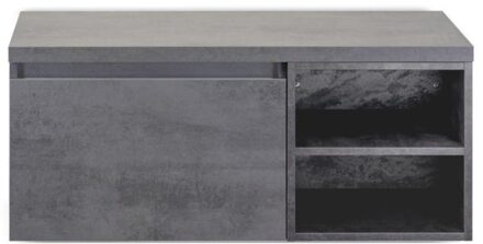 Frozen Badmeubelset 100 cm - Greeplijst in Kleur - Wastafel Regaalkast met Bovenblad Beton Antrac