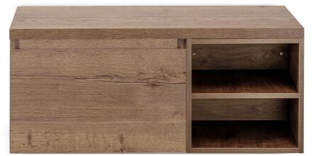 Frozen Badmeubelset 100 cm - Greeplijst in Kleur - Wastafel Regaalkast met Bovenblad Tabacco