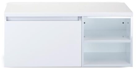 Frozen Badmeubelset 100 cm - Greeplijst in Kleur - Wastafel Regaalkast met Bovenblad Wit Hoogglans