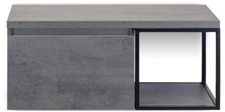 Frozen Badmeubelset 100 cm - Greeplijst in Kleur - Zwart Frame - Wastafelbovenblad Beton Antra