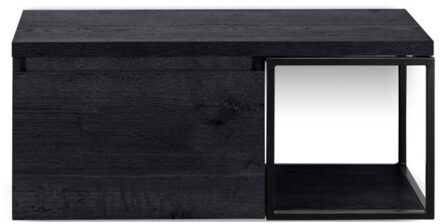 Frozen Badmeubelset 100 cm - Greeplijst in Kleur - Zwart Frame - Wastafelbovenblad Black Oak