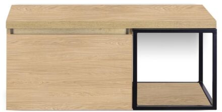 Frozen Badmeubelset 100 cm - Greeplijst in Kleur - Zwart Frame - Wastafelbovenblad Casella Oak