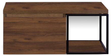 Frozen Badmeubelset 100 cm - Greeplijst in Kleur - Zwart Frame - Wastafelbovenblad Walnoot