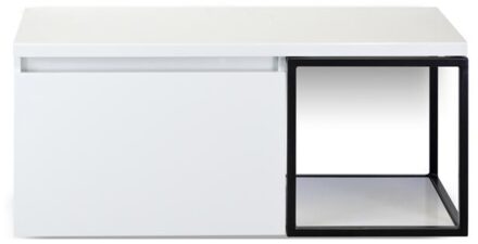 Frozen Badmeubelset 100 cm - Greeplijst in Kleur - Zwart Frame - Wastafelbovenblad Wit Hoogglans