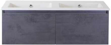 Frozen Badmeubelset 120 cm - Greeplijst in Kleur - Beton Antraciet - Keramische Wastafel Wit Zonder Kraangat