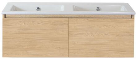 Frozen Badmeubelset 120 cm - Greeplijst in Kleur - Casella Oak - Keramische Wastafel Wit Zonder Kraangat
