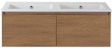 Frozen Badmeubelset 120 cm - Greeplijst in Kleur - Honey - Keramische Wastafel Wit Zonder Kraangat