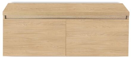 Frozen Badmeubelset 120 cm - Greeplijst in Kleur - Inclusief Wastafelbovenblad Casella Oak