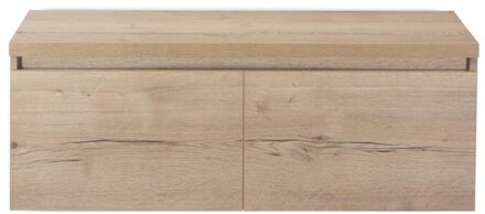 Frozen Badmeubelset 120 cm - Greeplijst in Kleur - Inclusief Wastafelbovenblad Natuur Eiken