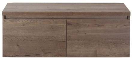 Frozen Badmeubelset 120 cm - Greeplijst in Kleur - Inclusief Wastafelbovenblad Tabacco