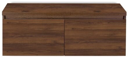 Frozen Badmeubelset 120 cm - Greeplijst in Kleur - Inclusief Wastafelbovenblad Walnoot