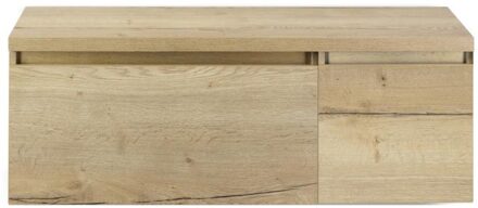 Frozen Badmeubelset 120 cm - Greeplijst in Kleur - Wastafel Onderkast met Bovenblad Natuur Eiken