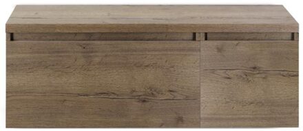 Frozen Badmeubelset 120 cm - Greeplijst in Kleur - Wastafel Onderkast met Bovenblad Tabacco