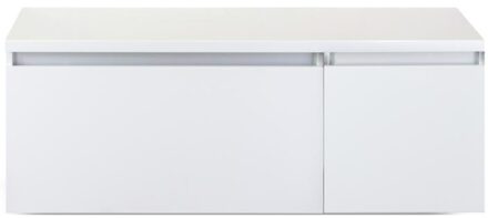 Frozen Badmeubelset 120 cm - Greeplijst in Kleur - Wastafel Onderkast met Bovenblad Wit Hoogglans