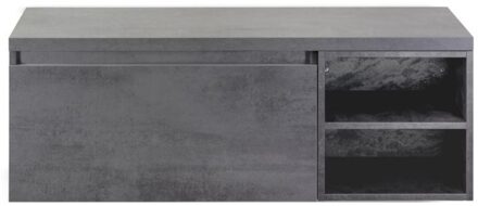 Frozen Badmeubelset 120 cm - Greeplijst in Kleur - Wastafel Regaalkast met Bovenblad Beton Antrac