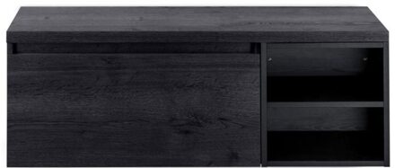 Frozen Badmeubelset 120 cm - Greeplijst in Kleur - Wastafel Regaalkast met Bovenblad Black Oak