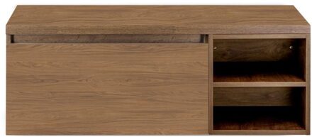 Frozen Badmeubelset 120 cm - Greeplijst in Kleur - Wastafel Regaalkast met Bovenblad Honey