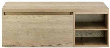 Frozen Badmeubelset 120 cm - Greeplijst in Kleur - Wastafel Regaalkast met Bovenblad Natuur Eiken