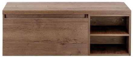 Frozen Badmeubelset 120 cm - Greeplijst in Kleur - Wastafel Regaalkast met Bovenblad Tabacco