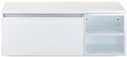 Frozen Badmeubelset 120 cm - Greeplijst in Kleur - Wastafel Regaalkast met Bovenblad Wit Hoogglans