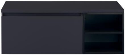 Frozen Badmeubelset 120 cm - Greeplijst in Kleur - Wastafel Regaalkast met Bovenblad Zwart Mat