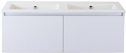 Frozen Badmeubelset 120 cm - Greeplijst in Kleur - Wit Hoogglans - Keramische Wastafel Wit Zonder Kraangat