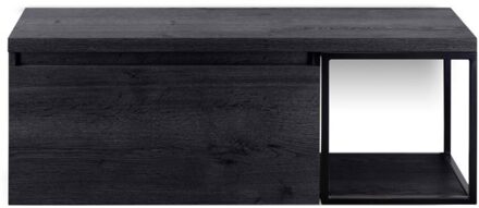 Frozen Badmeubelset 120 cm - Greeplijst in Kleur - Zwart Frame - Wastafelbovenblad Black Oak