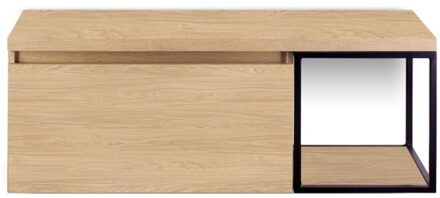 Frozen Badmeubelset 120 cm - Greeplijst in Kleur - Zwart Frame - Wastafelbovenblad Casella Oak