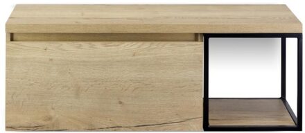 Frozen Badmeubelset 120 cm - Greeplijst in Kleur - Zwart Frame - Wastafelbovenblad Natuur Eik