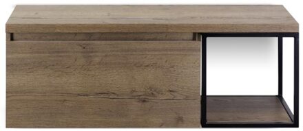 Frozen Badmeubelset 120 cm - Greeplijst in Kleur - Zwart Frame - Wastafelbovenblad Tabacco