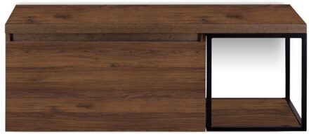 Frozen Badmeubelset 120 cm - Greeplijst in Kleur - Zwart Frame - Wastafelbovenblad Walnoot