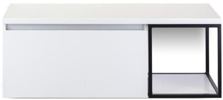 Frozen Badmeubelset 120 cm - Greeplijst in Kleur - Zwart Frame - Wastafelbovenblad Wit Hoogglans