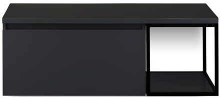 Frozen Badmeubelset 120 cm - Greeplijst in Kleur - Zwart Frame - Wastafelbovenblad Zwart Mat