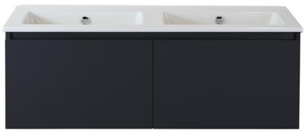 Frozen Badmeubelset 120 cm - Greeplijst in Kleur - Zwart Mat - Keramische Wastafel Wit Zonder Kraangat