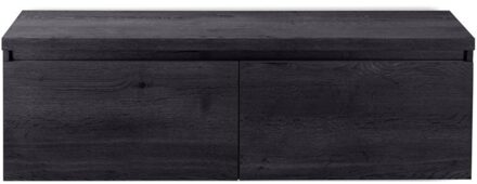 Frozen Badmeubelset 140 cm - Greeplijst in Kleur - Inclusief Wastafelbovenblad Black Oak