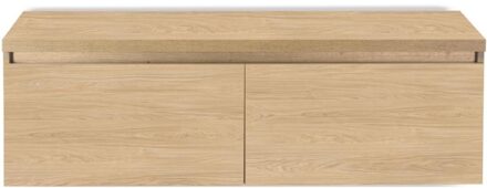 Frozen Badmeubelset 140 cm - Greeplijst in Kleur - Inclusief Wastafelbovenblad Casella Oak