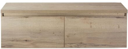 Frozen Badmeubelset 140 cm - Greeplijst in Kleur - Inclusief Wastafelbovenblad Natuur Eiken