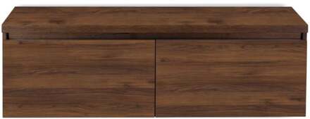 Frozen Badmeubelset 140 cm - Greeplijst in Kleur - Inclusief Wastafelbovenblad Walnoot