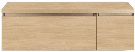 Frozen Badmeubelset 140 cm - Greeplijst in Kleur - Wastafel Onderkast met Bovenblad Casella Oak