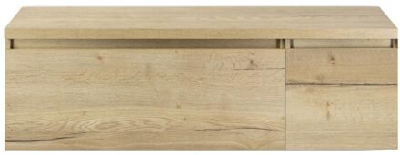 Frozen Badmeubelset 140 cm - Greeplijst in Kleur - Wastafel Onderkast met Bovenblad Natuur Eiken