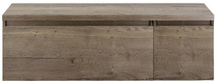 Frozen Badmeubelset 140 cm - Greeplijst in Kleur - Wastafel Onderkast met Bovenblad Tabacco