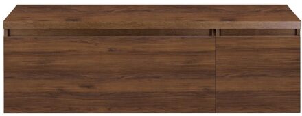 Frozen Badmeubelset 140 cm - Greeplijst in Kleur - Wastafel Onderkast met Bovenblad Walnoot