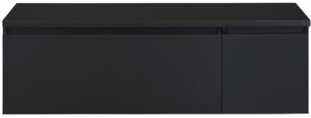 Frozen Badmeubelset 140 cm - Greeplijst in Kleur - Wastafel Onderkast met Bovenblad Zwart Mat