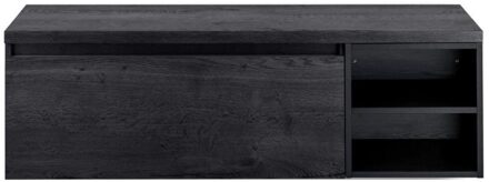 Frozen Badmeubelset 140 cm - Greeplijst in Kleur - Wastafel Regaalkast met Bovenblad Black Oak